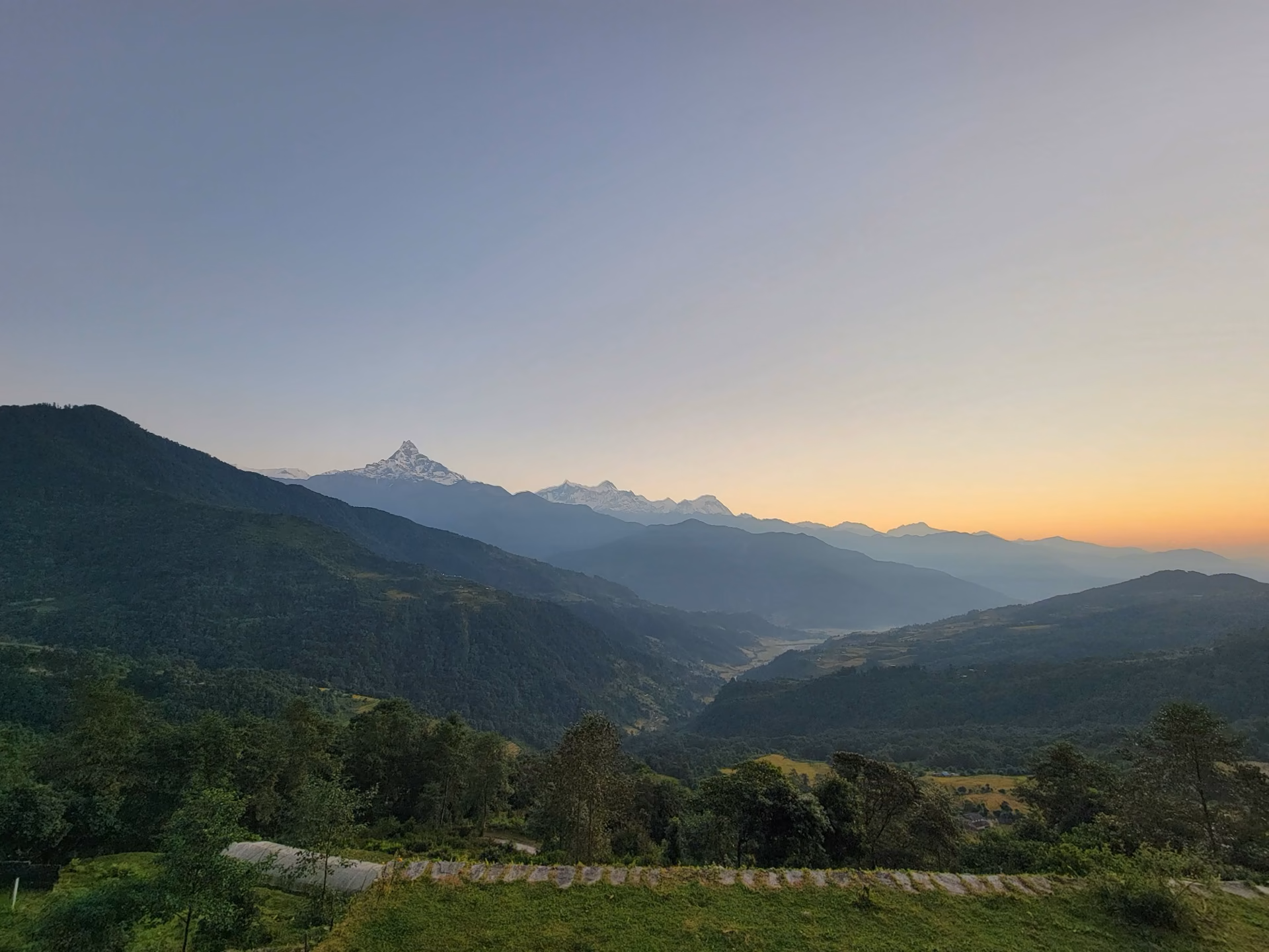 River valley landscape seen from Nepal's mountain roads